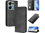 Custodia Per Xiaomi Poco M6 Pro 4G/Redmi Note 13 Pro 4G, Custodia In Pelle Vintage Con Protezione Rfid, Slot Per Schede, Supporto Nero