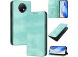 Custodia Per Xiaomi Redmi Note 9T, Custodia In Pelle Vintage Con Protezione Rfid, Slot Per Schede, Supporto Turchese
