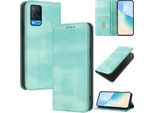 Custodia Per Oppo A54 4G/A54S/A55 5G/A16/A16S/A55S/A53S 5G/A56 5G, Custodia In Pelle Vintage Con Protezione Rfid, Slot Per Carte, Supporto Turchese