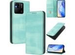 Custodia Per Xiaomi Redmi 10A/Redmi 9C, Custodia In Pelle Vintage Con Protezione Rfid, Slot Per Carte, Supporto Turchese