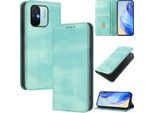 Custodia Per Xiaomi Redmi 12C, Custodia In Pelle Vintage Con Protezione Rfid, Slot Per Schede, Supporto Turchese