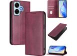 Custodia Per Xiaomi Redmi Note 13 4G, Custodia In Pelle Vintage Con Protezione Rfid, Slot Per Schede, Supporto Rosso