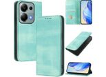 Custodia Per Xiaomi Poco M6 Pro 4G/Redmi Note 13 Pro 4G, Custodia In Pelle Vintage Con Protezione Rfid, Slot Per Schede, Supporto Turchese