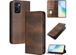 Custodia Per Oppo A36/A76/A96/K10 4G/Realme 9I 4G, Custodia In Pelle Vintage Con Protezione Rfid, Slot Per Carte, Supporto Marrone