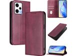 Custodia Per Xiaomi Redmi Note 12 Pro+, Custodia In Pelle Vintage Con Protezione Rfid, Slot Per Schede, Supporto Rosso