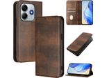 Custodia Per Xiaomi Redmi Note 14 5G, Custodia In Pelle Vintage Con Protezione Rfid, Slot Per Schede, Supporto Marrone