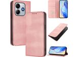 Custodia Per Xiaomi Redmi Note 14 4G, Custodia In Pelle Vintage Con Protezione Rfid, Slot Per Schede, Supporto Rosa