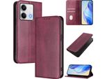 Custodia Per Xiaomi Redmi Note 13 5G, Custodia In Pelle Vintage Con Protezione Rfid, Slot Per Schede, Supporto Rosso