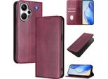 Custodia Per Xiaomi Redmi Note 13 Pro+, Custodia In Pelle Vintage Con Protezione Rfid, Slot Per Schede, Supporto Rosso