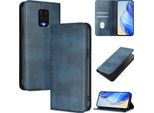 Custodia Per Xiaomi Redmi Note 9S/9 Pro/9 Pro Max, Custodia In Pelle Vintage Con Protezione Rfid, Slot Per Schede, Supporto Blu