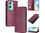Custodia Per Oneplus Nord N30 Se, Custodia In Pelle Vintage Con Protezione Rfid, Slot Per Schede, Supporto Rosso