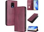 Custodia Per Xiaomi Redmi Note 9S/9 Pro/9 Pro Max, Custodia In Pelle Vintage Con Protezione Rfid, Slot Per Schede, Supporto Rosso