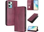 Custodia Per Oneplus Nord Ce 2 Lite, Custodia In Pelle Vintage Con Protezione Rfid, Slot Per Schede, Supporto Rosso