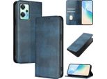 Custodia Per Oneplus Nord Ce 2 Lite, Custodia In Pelle Vintage Con Protezione Rfid, Slot Per Schede, Supporto Blu