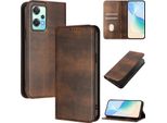 Custodia Per Oneplus Nord Ce 2 Lite, Custodia In Pelle Vintage Con Protezione Rfid, Slot Per Schede, Supporto Marrone