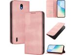 Custodia Per Nokia C01 Plus/Nokia C1 2Nd Edition, Custodia In Pelle Vintage Con Protezione Rfid, Slot Per Schede, Supporto Rosa