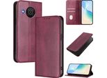 Custodia Per Nokia X20/Nokia X10, Custodia In Pelle Vintage Con Protezione Rfid, Slot Per Schede, Supporto Rosso