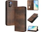 Custodia Per Nokia G21/Nokia G11, Custodia In Pelle Vintage Con Protezione Rfid, Slot Per Schede, Supporto Marrone