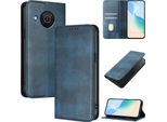 Custodia Per Nokia X20/Nokia X10, Custodia In Pelle Vintage Con Protezione Rfid, Slot Per Carte, Supporto Blu