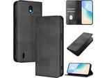 Custodia Per Nokia C01 Plus/Nokia C1 2Nd Edition, Custodia In Pelle Vintage Con Protezione Rfid, Slot Per Schede, Supporto Nero