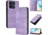 Custodia Per Zte Blade V60 Vita/V60 Design/Nubia V60 Design/Axon 60 Lite, Custodia In Pelle Vintage Con Protezione Rfid, Slot Per Schede, Supporto Viola