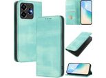Custodia Per Zte Blade V60 Vita/V60 Design/Nubia V60 Design/Axon 60 Lite, Custodia In Pelle Vintage Con Protezione Rfid, Slot Per Schede, Supporto Turchese