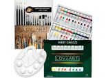 Set Da Pittura - Colori A Guazzo Loveart 24X12 Ml, 15 Pennelli, Tavolozza