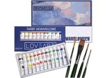 Loveart Colori Ad Acquerello 12X12Ml, Tampone Per Pittura, Set Di Pennelli