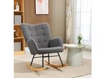 Poltrone Aiorber, Schienale Alto, Chaise Longue Imbottita, Piedini In Legno, Braccioli, Per Soggiorno, Sedia A Dondolo, 98X71X101Cm, Grigio Scuro