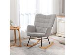 Poltrone Aiorber, Schienale Alto, Chaise Longue Imbottita, Piedini In Legno, Braccioli, Per Soggiorno, Camera Da Letto, Sedia A Dondolo, 98X71X101Cm, Grigio Chiaro