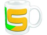Jls - Tazza Da Caffè, Logo, Gres RO13177 (Taglia Unica) (Bianco/Giallo/Verde)