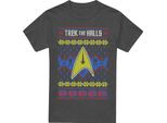 Star Trek - Maglietta "Trek The Halls Ugly"" Per Uomo/Donna Unisex - Design Natalizio TV17461 (L) (Carbone)"