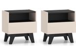 Set Di 2 Comodini Freshion 50X34X53Cm Nero Cashmere