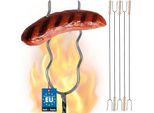 Kotarbau® Set Di 5 Spiedini Per Barbecue Forchetta Per Barbecue Filo D'acciaio Spiedini Da Campeggio 100 Cm Manico In Legno Accessori Per Barbecue Forchetta Per Salsicce Spiedini Per Barbecue Bastoncini Ondulati Per Salsicce Gadget Per Barbecue Spiedini Da Campeggio Lunghi