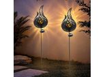 2.06 Spina Solare Da Giardino In Set Da 2 - Circa 92X17X17 Cm - Decorazione Da Giardino Palla Di Fuoco Illuminata
