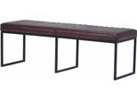 Casa Padrino Panca In Vera Pelle Marrone Scuro/Nero 180 Cm - Mobili In Vera Pelle