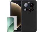 Per Xiaomi 15 Ultra Custodia In Silicone Tpu Nera + Pellicola Protettiva In Vetro Curved H9 Custodia Protettiva Per Cellulare