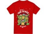 Teenage Mutant Ninja Turtles - Maglietta "Buon Natale Dalla Nostra Fogna"" Per Bambini/Ragazzi Unisex TV18318 (Xxl) (Rot)"