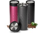 Tazza Termica "Crystal"" 450 Ml - Tazza Da Caffè A Prova Di Perdite - Tazza In Acciaio Inox Con Coperchio A 360 Gradi Per Caffè E Tè - La Tazza Si Mantiene Calda O Fredda Per Diverse Ore Grigio"