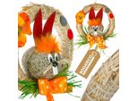 Ghirlanda Pasquale Con Coniglietto Di Paglia 25Cm | Ghirlanda Decorativa Per Porta Con Appendino | Decorazione Pasquale Naturale Da Appendere Alla Porta | Fatta A Mano