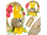 Ghirlanda Pasquale Con Coniglietto Di Paglia 25Cm | Ghirlanda Decorativa Per Porta Con Appendino | Decorazione Pasquale Naturale Da Appendere Alla Porta | Fatta A Mano