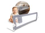 Sponda Del Letto Per Bambini Noomii, 150 Cm, Rete Traspirante, Pieghevole A 180°, Ancoraggio Rinforzato, Per Letti Queen, Double E King Size (Grigio)
