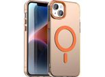 Custodia Magnetica Per Iphone 15, Sottile Custodia Traslucida Opaca Antiurto Arancione