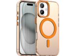 Custodia Magnetica Per Iphone 16, Sottile Custodia Traslucida Opaca Antiurto Arancione