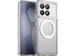 Custodia Magnetica Per Xiaomi Poco X6 Pro, Sottile Custodia Traslucida Opaca Antiurto Bianco