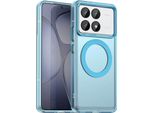 Custodia Magnetica Per Xiaomi Poco X6 Pro, Sottile Custodia Traslucida Opaca Antiurto Blu
