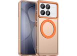 Custodia Magnetica Per Xiaomi Poco X6 Pro, Sottile Custodia Traslucida Opaca Antiurto Arancione