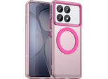 Custodia Magnetica Per Xiaomi Poco X6 Pro, Sottile Custodia Traslucida Opaca Antiurto Rosso
