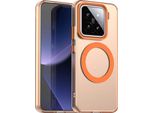 Custodia Magnetica Per Xiaomi 15, Sottile Custodia Traslucida Opaca Antiurto Arancione