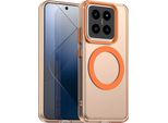 Custodia Magnetica Per Xiaomi 14 Pro, Sottile Custodia Traslucida Opaca Antiurto Arancione